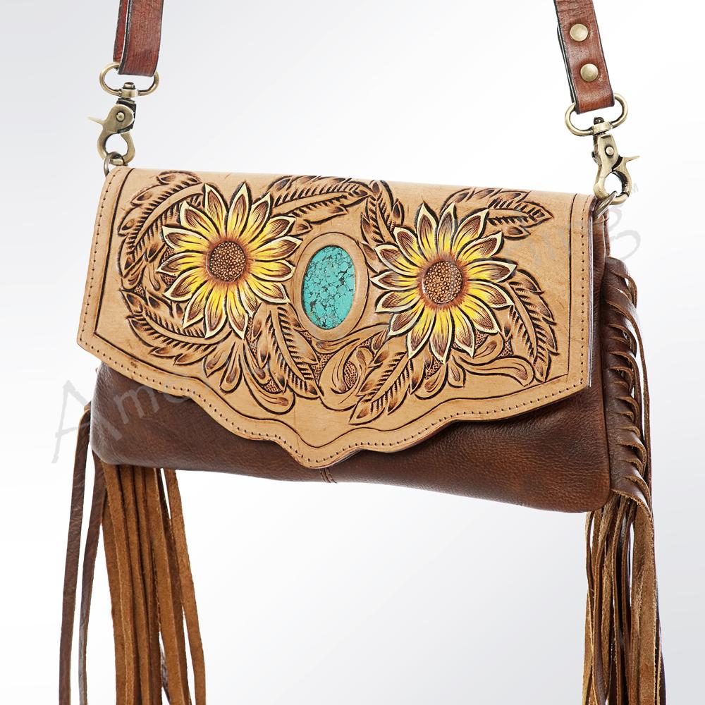 American Darling Brown Leather Purse Fringe