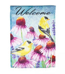 Evergreen Bright Flowers and Finches House Flag #13ES10336