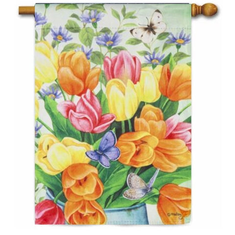 Evergreen Tulips Galore Decorative House Flag #13S10692