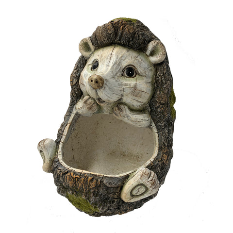 ESSCHERT DESIGN MGO FAUX WOOD HEDGEHOG PLANTER #010101