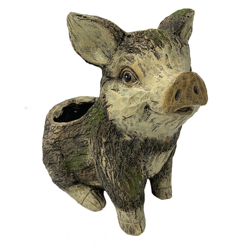 ESSCHERT DESIGN MGO FAUX WOOD PIG PLANTER #010103