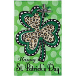 Evergreen Animal Print Shamrock House Burlap Flag #13B10708