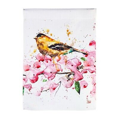 Evergreen Gold Finch and Cherry Blossom Garden Flag #14A10303