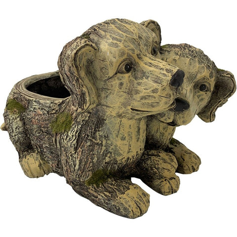 ESSCHERT DESIGN MGO FAUX WOOD DOUBLE DOG PLANTER #010099