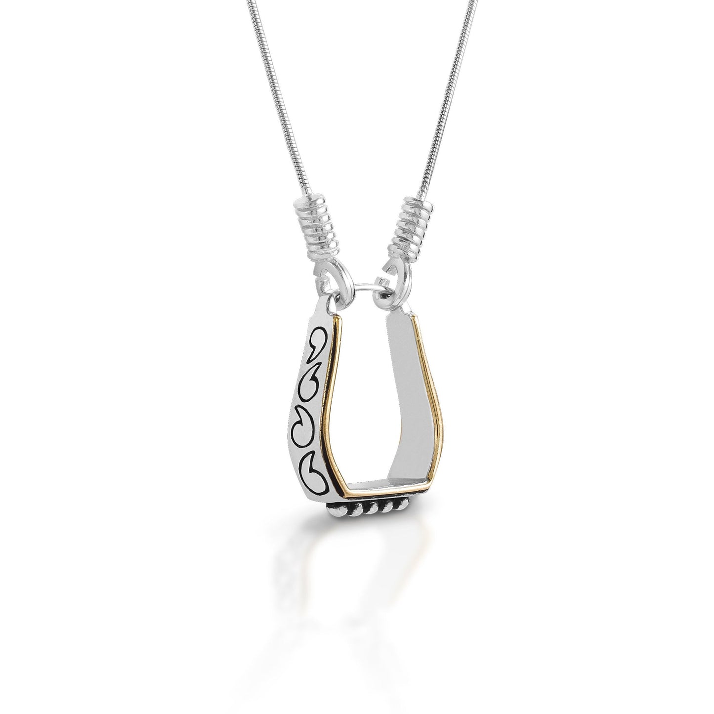 KELLY HERD TWO TONE ENGRAVED WESTERN STIRRUP NECKLACE - STERLING SILVER #12Q