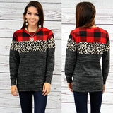 Shirt Long Sleeve Buffalo Plaid Leopard #10274