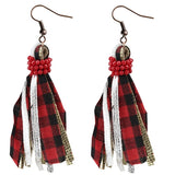 Earrings Plaid Tassel  #73825