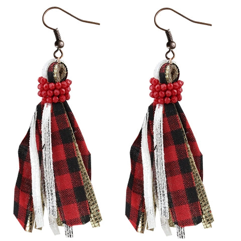 Earrings Plaid Tassel  #73825