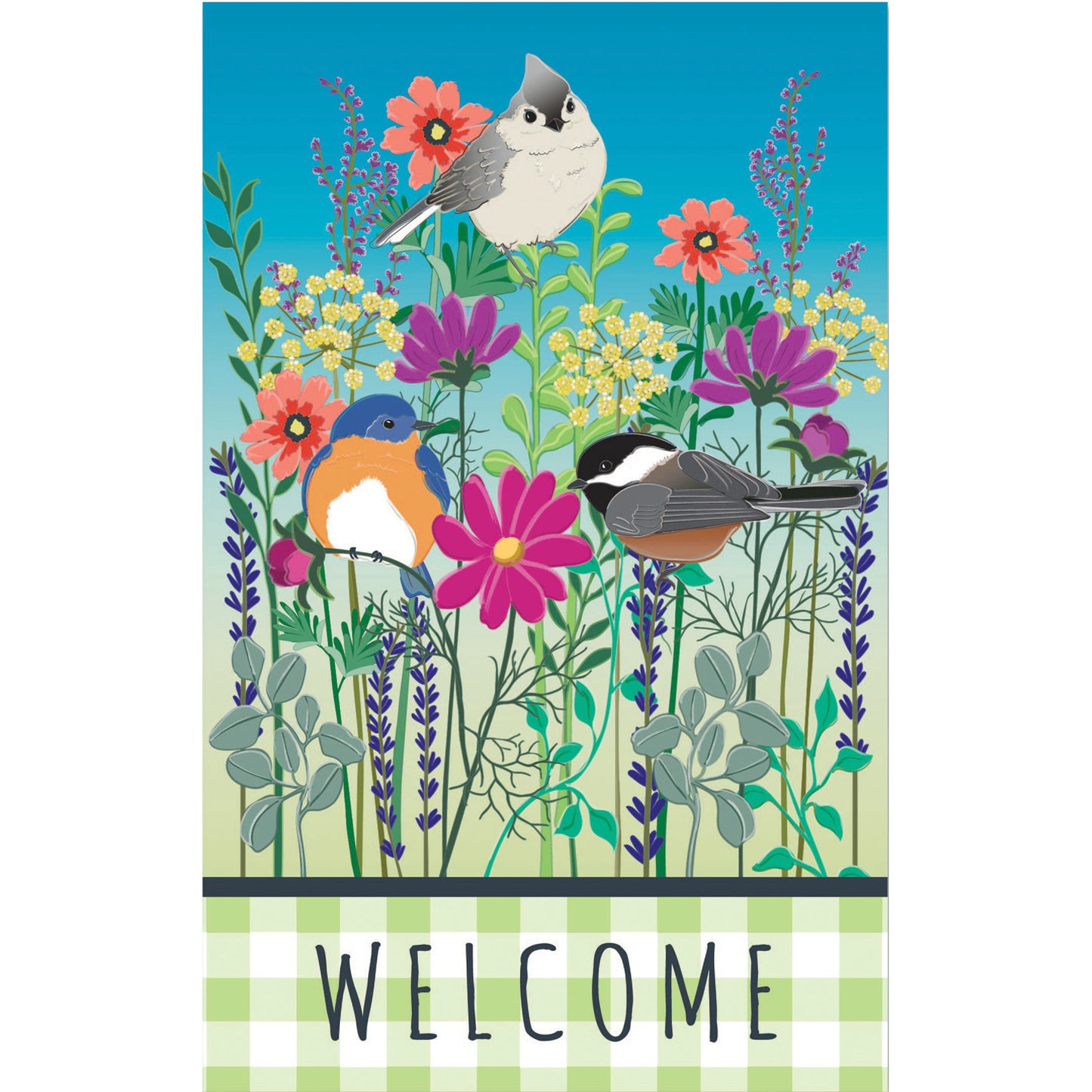 Wild Flowers Welcome House Linen Flag #13L9609