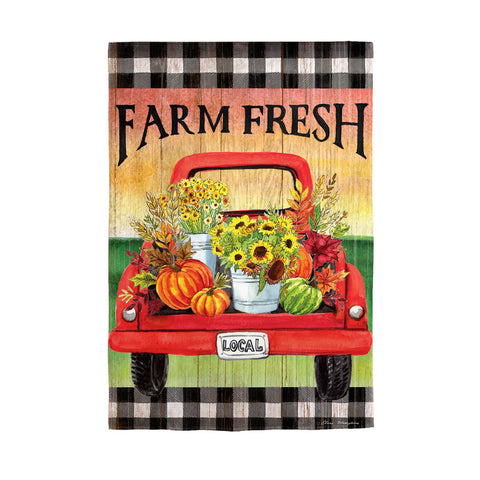 Farm Fresh Flower Truck House Suede Flag #13S10003