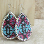 Earrings Leather Aztec Bling  #73826