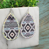 Earrings Leather Aztec Bling  #73826