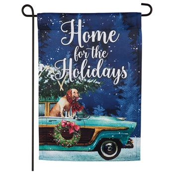 Home for the Holidays Wagon Garden Suede Flag #14S9266