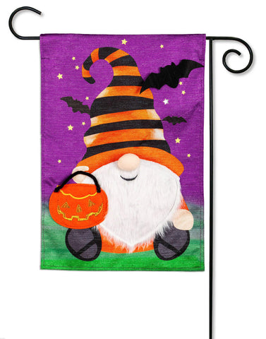 Halloween Gnome Shimmer Linen Garden Flag #14ML9897