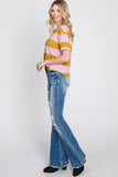 JEAN LADIES DISTRESSED MID RISE STRETCH TIE FLARE - PETITE #TZ929MF