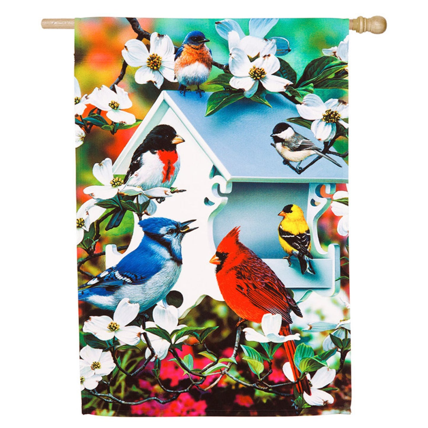 Evergreen Backyard Birds House Flag  #13A4106