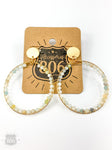 EARRING WIRE WRAP BEADED CIRCLE HOOP ON CIRCLE POST #806-E018-AMZ