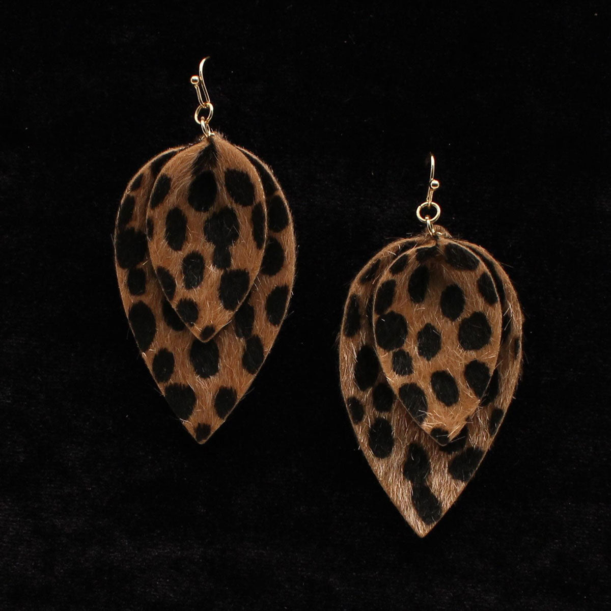 Earrings Double Leaf Leopard #30978