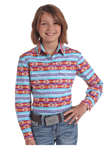 Rock N Roll Girls Aztec Snap Shirt #C6S5463