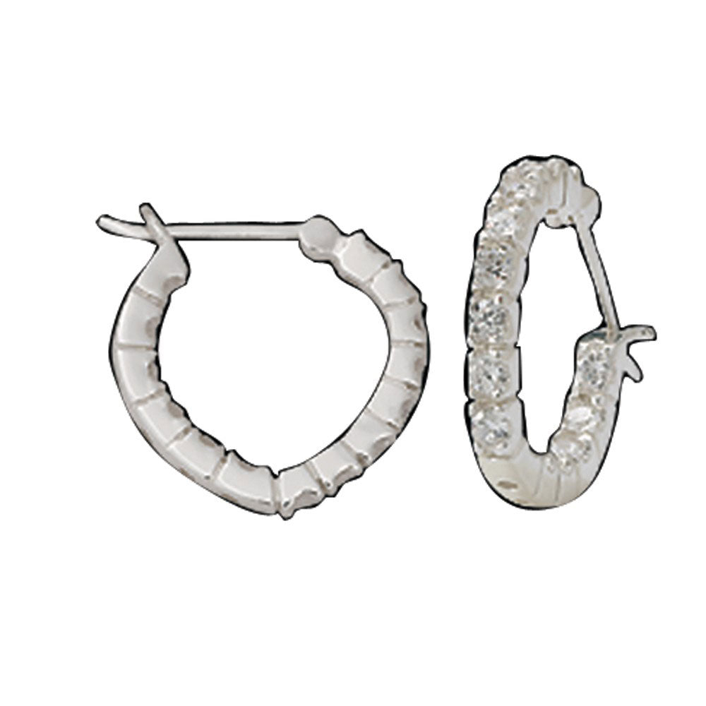 Silver Heart Hoop with Crystal Earrings #ER61504CZ