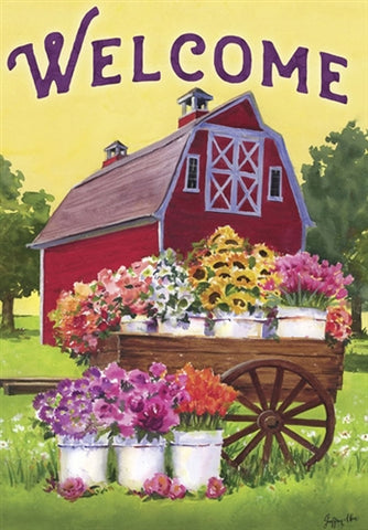 FLOWER FARM WELCOME DECORATIVE GARDEN FLAG  #14S9061