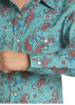 Rock N Roll Girls Teal Paisley Snap Shirt #G4S6591