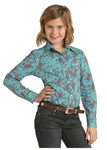 Rock N Roll Girls Teal Paisley Snap Shirt #G4S6591