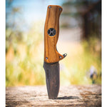 Hooey "BROWN WOOD FINISH FLIPPER" Knife #HK424