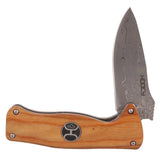 Hooey "BROWN WOOD FINISH FLIPPER" Knife #HK424