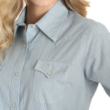 Wrangler Ladies Blue / White Pin Stripe Rodeo Shirt #LW3174M