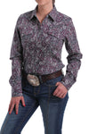 Cinch Ladies Burgundy Paisley Button Down Shirt #MSW9201008