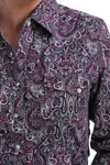 Cinch Ladies Burgundy Paisley Button Down Shirt #MSW9201008