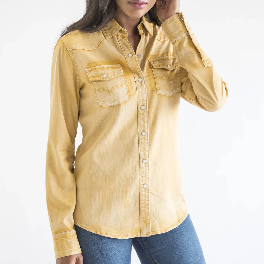 Kaycee Denim Shirt Camel Color #KayceeC