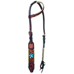 American Darling White Buckstitch 1Ear Headstall #ADPAR149-1E