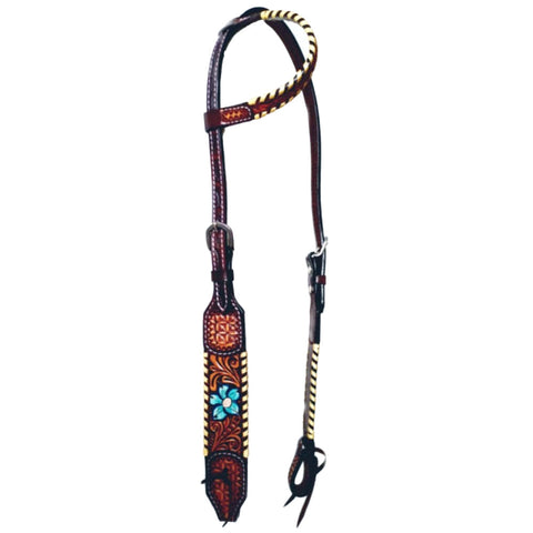 American Darling White Buckstitch 1Ear Headstall #ADPAR149-1E