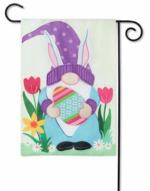Easter Gnome Bunny Ears Applique Garden Flag - 12.5" x 18" #169242