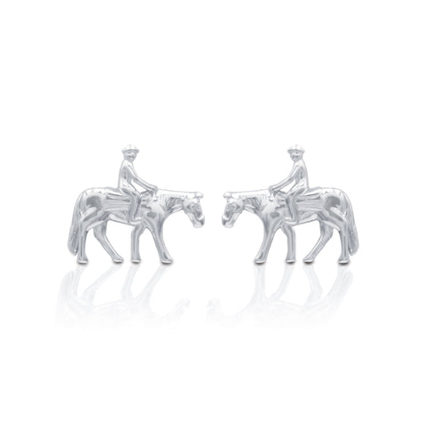 KELLY HERD WESTERN PLEASURE HORSE WITH RIDER EARRINGS - STERLING SILVER #Sp1061ER