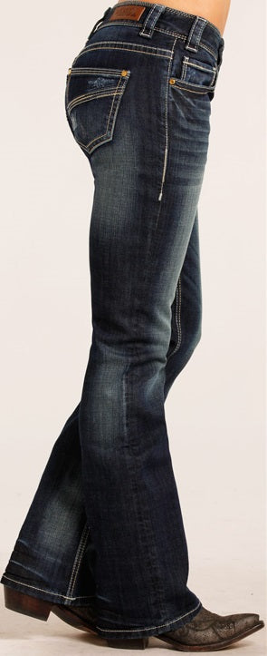 Rock & Roll Cowgirl Boot Cut Low Rise Jeans #W0-3382