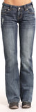 Rock & Roll Cowgirl Mid Rise Riding Boot Cut Jeans #W7-6666