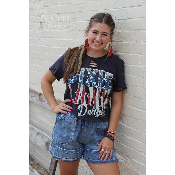 Dixieland Delight Crop Distressed Tee Shirt #DLD – Mt Holly Supply