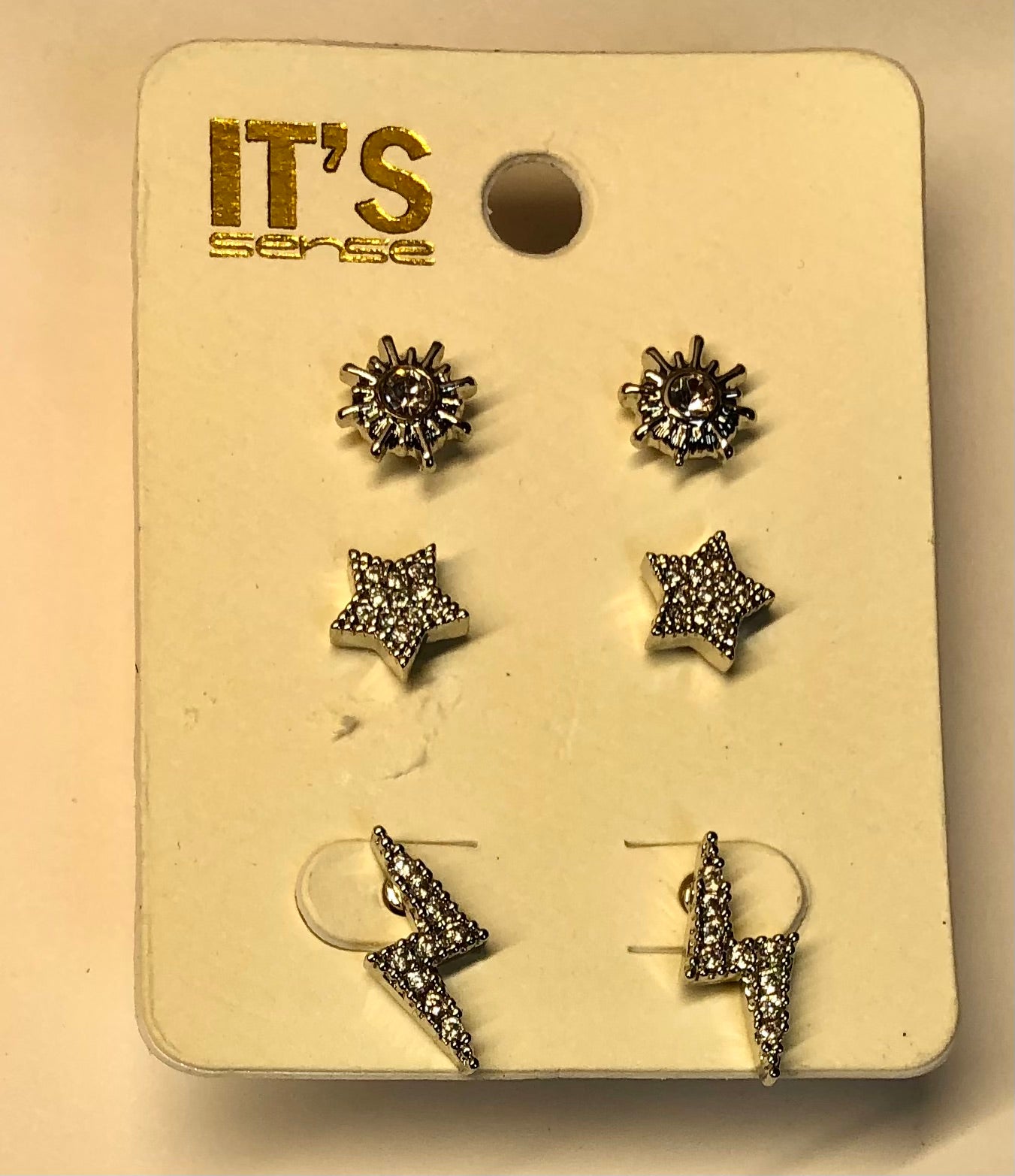 Earrings 3 Pack Sun, Star, Lightning #E6761RD-CRY