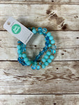 BRACELET 3 Stretch Turquoise Tone #JB0371-GLTQS