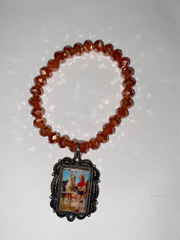 Bracelet Stretch Beaded w/Charm #BSBS