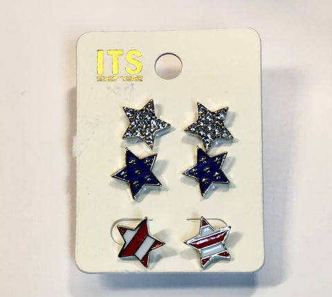 Earrings Stars 3 pack  #ME10440-RD