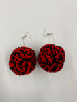 Pom Pom Earrings Red/Black #ERPP