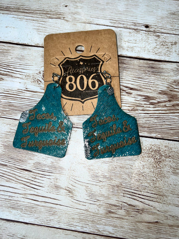 Earring Tag Tacos Tequila & Turquoise #806-E261STQ