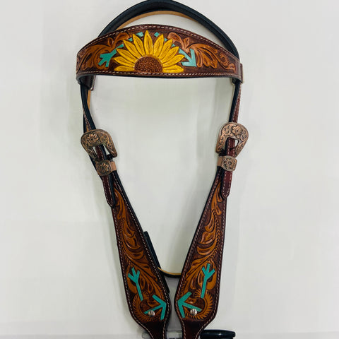 Headstall Leather Sunflower Arrow #ADPAF109-HS