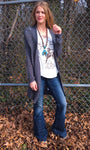 Miss Me Distressed Charcoal Cardigan #MDSW156L