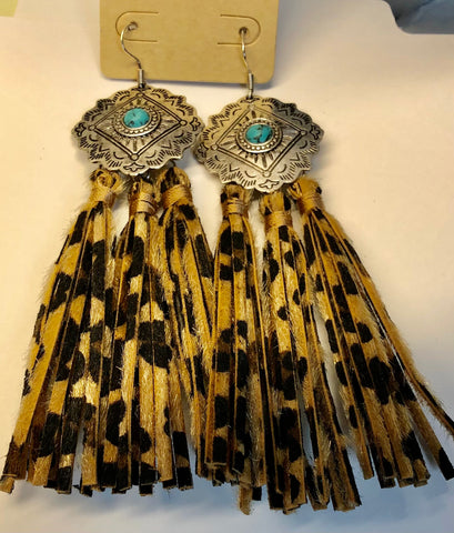 Earrings Leopard Tassels #ER-1586LEO