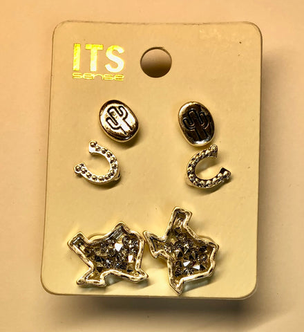 Earrings Texas 3 pack  #ME10308WS-RD